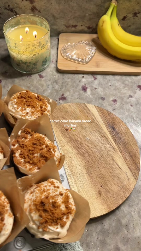 Carrot Cake Banana Bread Muffins with Cream Cheese Frosting